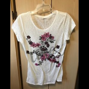 GUC Express White Floral Burnout Tee